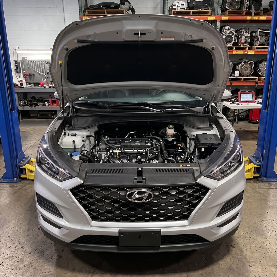 El mismo Hyundai Tucson con el motor de reemplazo ya instalado y probado